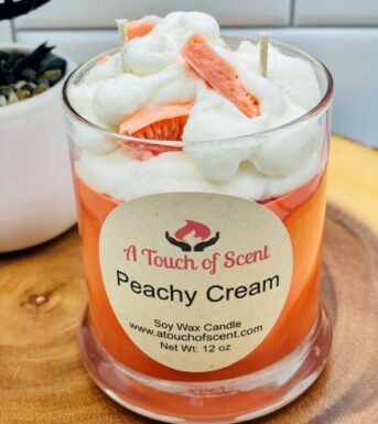 12 oz Peachy Cream Dessert  candle.